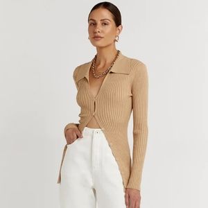 DISSH Camel Rib Knit Cardigan